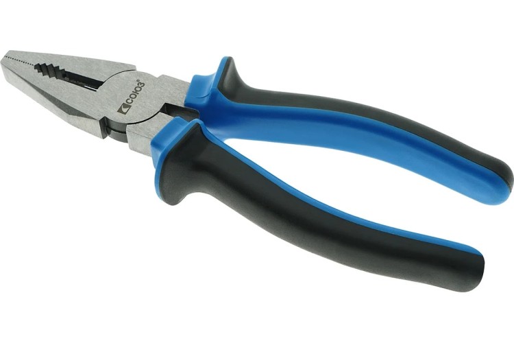 Плоскогубцы СОЮЗ 1200102С особо прочные губки, двухкомп. рукоятки, crv, 180