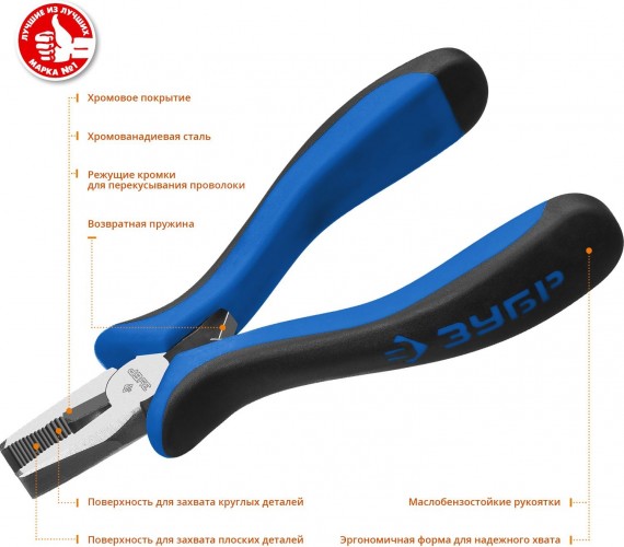 Плоскогубцы ЗУБР ПРОФЕССИОНАЛ ТИТАН Мини 120 мм комбинированные 22170-1_z01 - изображение 2