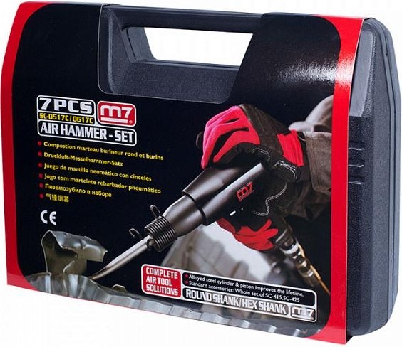 Пневмомолоток MIGHTY SEVEN SC-0617C 10 мм, 3200 уд/мин, с набором насадок, 7 предметов - изображение 5