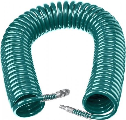 Пневмошланг спиральный KRAFTOOL 20м 8х12 мм, с фитингами рапид 06590-20