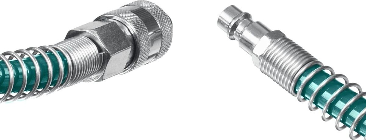 Пневмошланг спиральный KRAFTOOL 15м 8х12 мм, с фитингами рапид 06590-15 - изображение 2