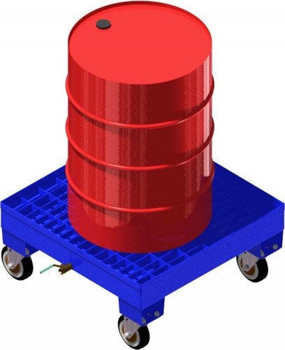 Поддон металлический Rusklad ПДБ 1 для бочек, г/п 500 кг колеса 160 мм