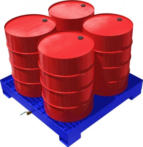 Поддон металлический Rusklad ПДБ 4 для бочек, г/п 900 кг колеса 200 мм