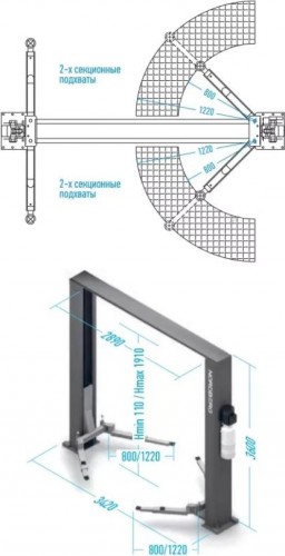 Подъемник автомобильный NORDBERG N4120H-4G 380v 2х стоечный 4т (серый) ЦБ-00017064 - изображение 2