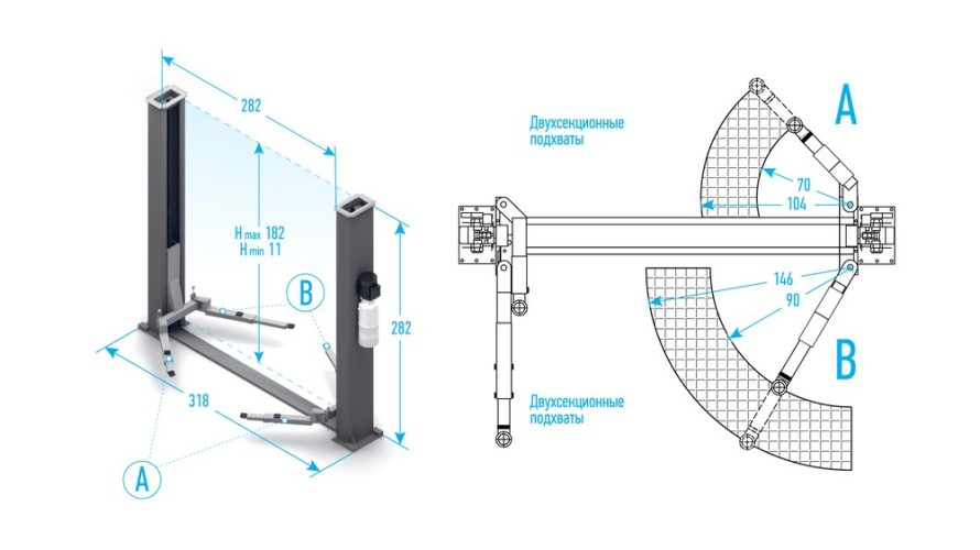 Подъемник автомобильный NORDBERG APO-40C двухстоечный, с нижн.синхрон. 4 т (380В) APO-40C_380 - изображение 2