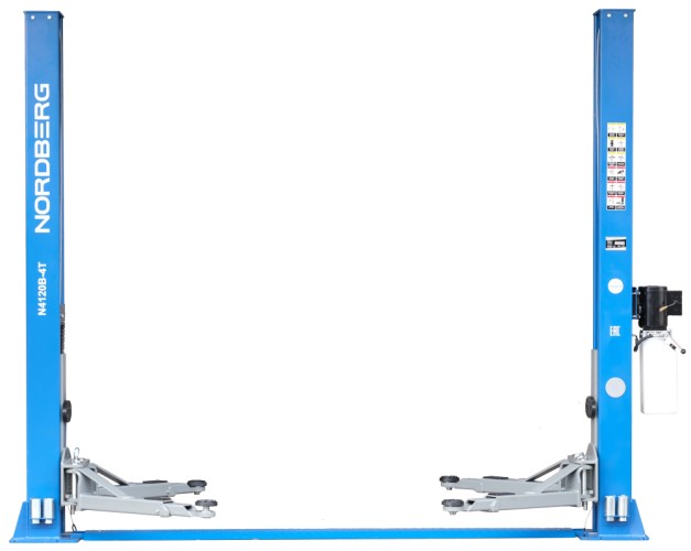 Подъемник автомобильный NORDBERG N4120B-4B_3 двухстоечный 4 т, 220 B, синий,2 места N4120B-4B_3+2_220