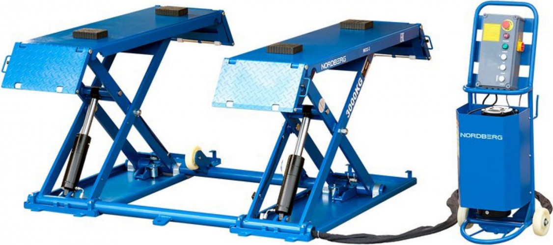 Подъемник автомобильный NORDBERG N632-3B ножничный 3т, 380в, синий, (ст.арт. ЦБ-00008174 - изображение 2