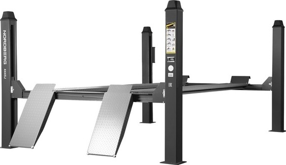 Подъемник автомобильный NORDBERG 4445J_MG четырехстоечный 4.5 т, без траверсы, 380 B, серый