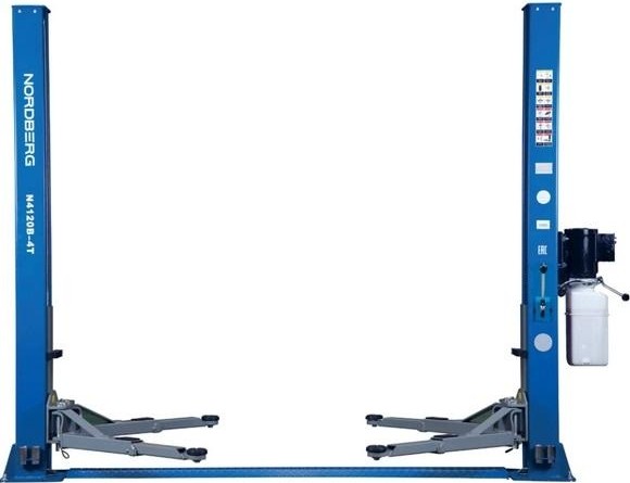 Подъемник автомобильный NORDBERG N4120BM-4B двухстоечный 4 т 220В, стопор на одной колонне ЦБ-0009400