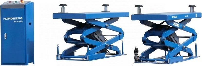 Подъемник автомобильный NORDBERG N631-3,5B ножничный 3,5т, 380В, с  адаптерами для suv а ЦБ-0007924
