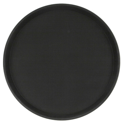 Поднос прорезиненный круглый 400х25 мм черный [1600CT Black]
