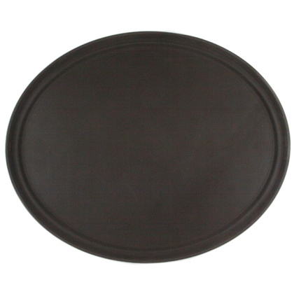 Поднос прорезиненный овальный 680х460х45 мм коричневый [2700CT Brown]