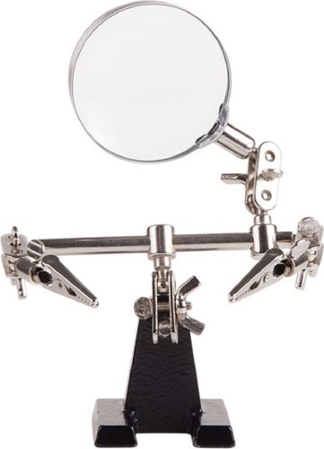 Подставка для паяльника REXANT 12-0251 Третья рука, 2 зажима, лупа 60мм (3х)