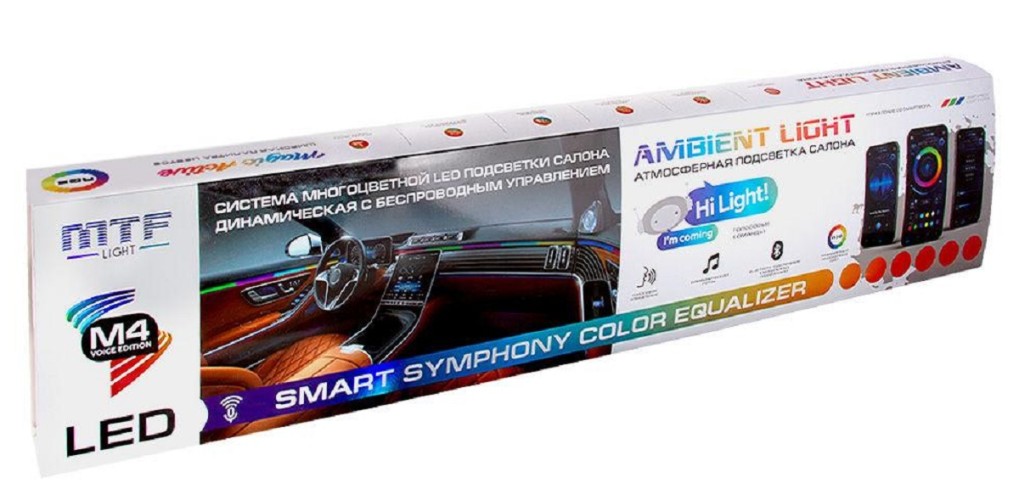 Подсветка салона MTF LIGHT SMART SYMPHONY M4, 24 эл. упр,  (полосы в двери универс. 75см х4) AL24CDb