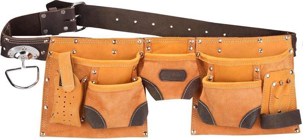 Пояс для инструментов, кожаный KRAFTOOL 9 карманов 1-38520 1-38520