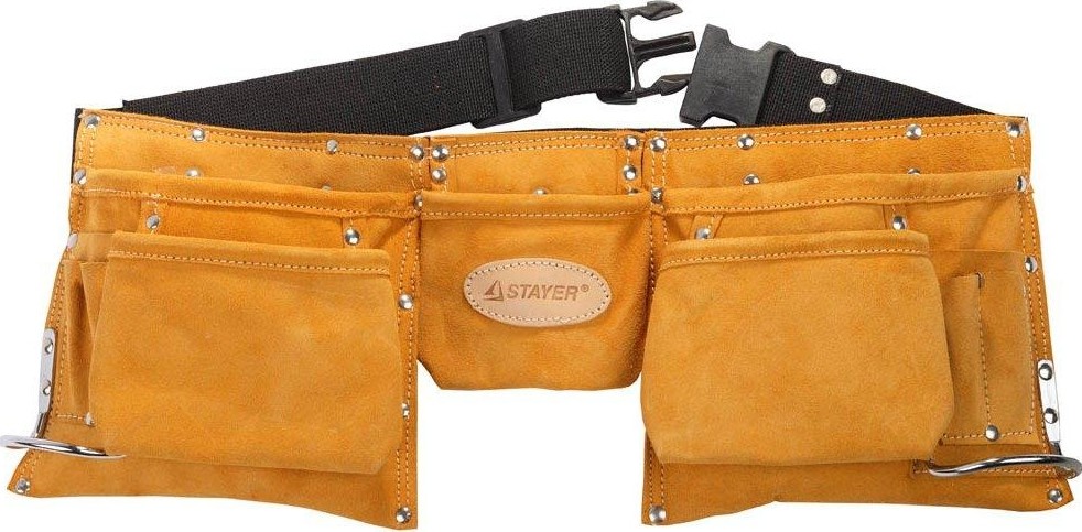 Пояс для инструментов STAYER PROFESSIONAL кожаный, 11 карманов, 2 скобы 38520 38520