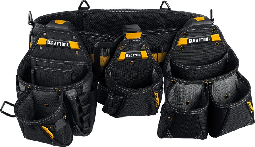 Пояс монтажника KRAFTOOL KBS-4 в комплекте: пояс монтажника и 3 сумки 38760-4