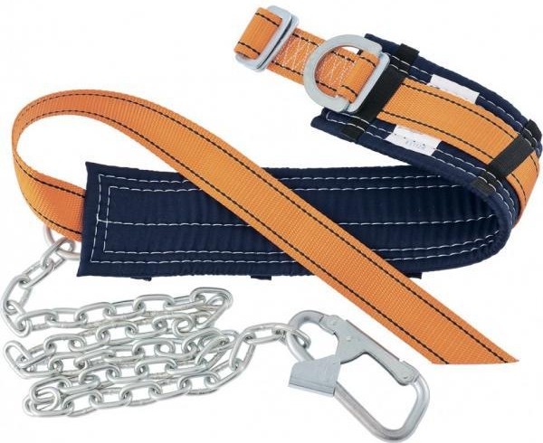 Пояс страховочный СИБРТЕХ УП I удерживающая привязь безлямочная, из стальной цепи 89502