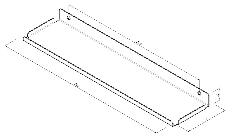 Полка для хранения EMBODIMENT EMB-TB-SH-290x70-B металлическая, настенная, черная - изображение 4