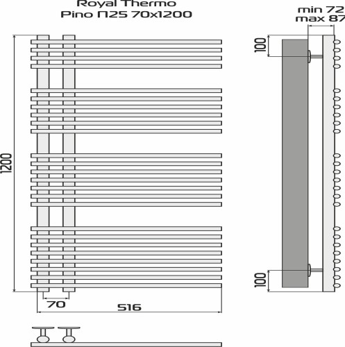 Полотенцесушитель ROYAL THERMO Pino white П25 500х1200 НС-1434030 - изображение 3