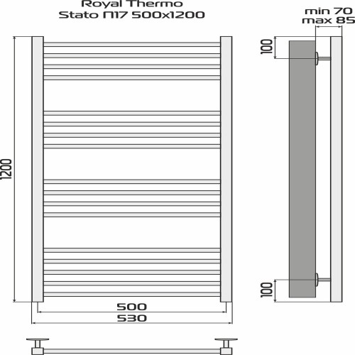 Полотенцесушитель ROYAL THERMO Stato П17 500х1200 НС-1433975 - изображение 3
