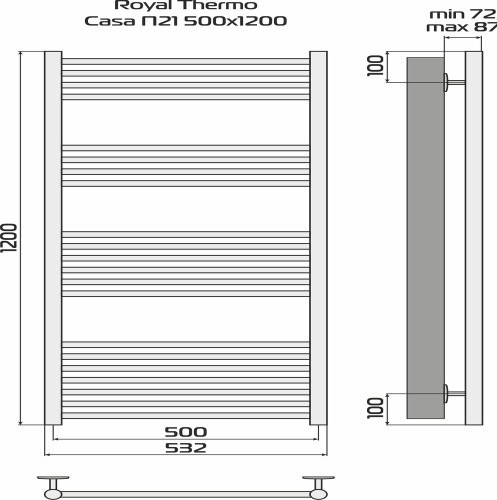 Полотенцесушитель ROYAL THERMO Casa П21 500х1200 НС-1434011 - изображение 3