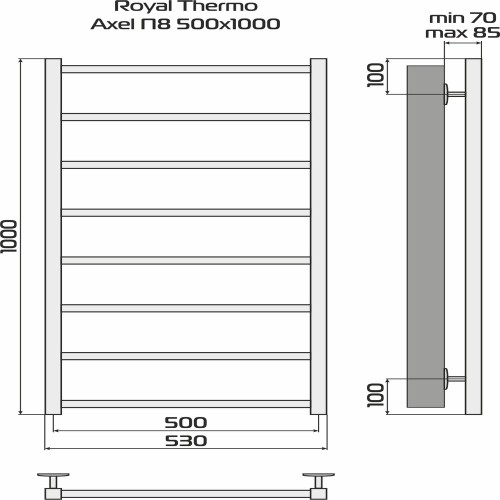 Полотенцесушитель ROYAL THERMO Axel white П8 500х1000 НС-1433988 - изображение 3