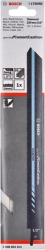 Полотна для сабельных пил BOSCH S1750RD (уп.1шт) FOR CEMENTCASTIRON 2608653313 - изображение 2