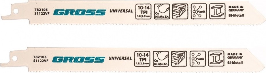 Полотна для сабельных пил GROSS 782105 универсальные, 180x1,8-2,5 мм, 2 шт.