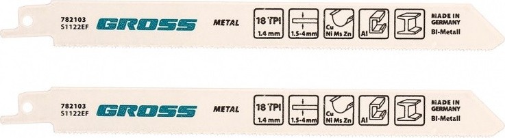 Полотна для сабельных пил GROSS 782103 по металлу, 180x1,4 мм, 2 шт.