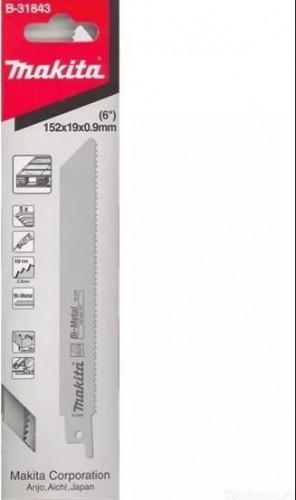 Полотна для сабельных пил MAKITA B-31843 для дерева/металла 152х0,9х6-10tpi, 5 шт. - изображение 2