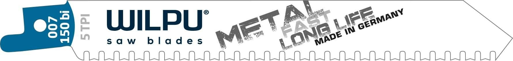 Полотна для сабельных пил WILPU 007/150 bi цвет.металлов от 1,5мм (быстрый точный рез) 5 шт/у 1861500005