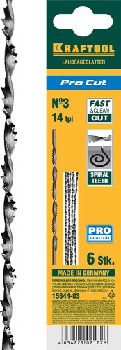 Полотно для пил по дереву KRAFTOOL Pro Cut 15344-03 и гипсу, спиральное, 130мм, 6шт. 15344-03