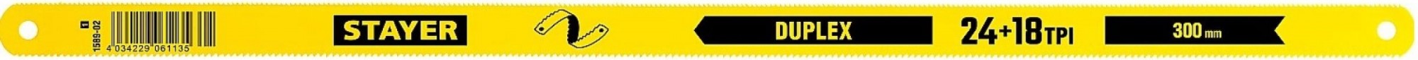 Полотно для пил по металлу STAYER Duplex двустороннее 24 / 18 tpi-универсальный / быстрый р 1589-02_z01