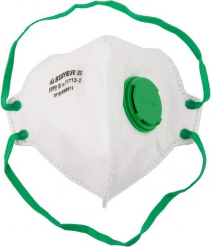 Полумаска фильтрующая  STAYER PROFI FFP2 плоская, с клапаном, многослойная 11113-2