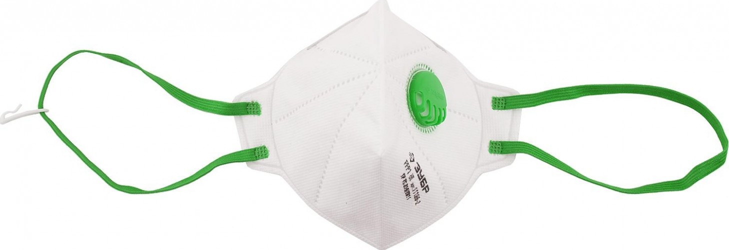 Полумаска фильтрующая ЗУБР ПК-95 FFP2 с клапаном, плоская 11166-2_z01