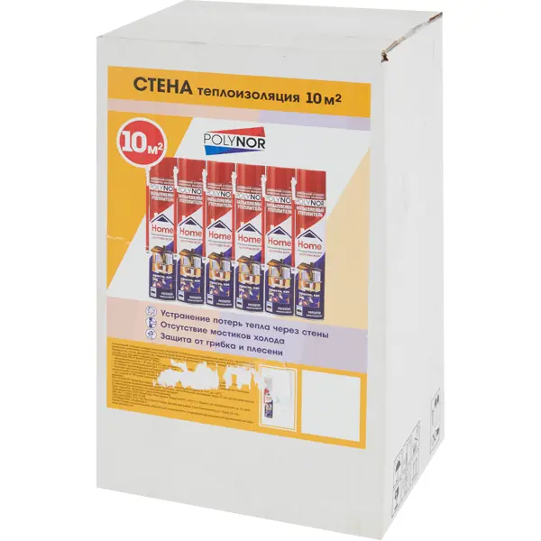 Комплект теплоизоляция Polynor Home для стен 10 м2: напыляемый утеплитель 6 шт. - изображение 5
