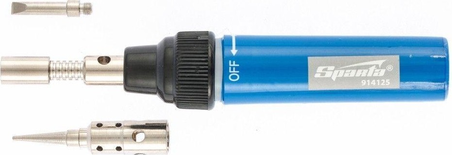 Портативная газовая горелка Sparta "Карандаш" 2 насадки для пайки, 130 мм 914125