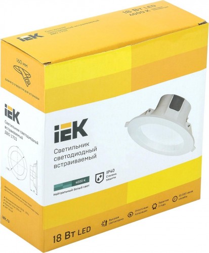 Потолочный светодиодный светильник IEK ДВО 1703 18Вт 4000K IP40 Круг белый LDVO0-1703-18-4000-K01 - изображение 2