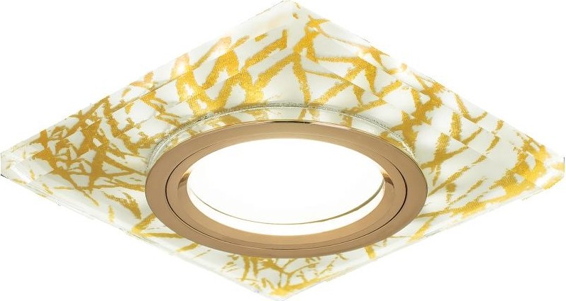 Потолочный светодиодный светильник GAUSS BL074 backlight квадрат. золотой узор/золото, gu5.3, led