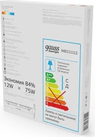 Потолочный светодиодный светильник GAUSS 940 111 112 slim квадрат 12w 800lm 3000k 940111112 - изображение 4