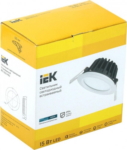 Потолочный светодиодный светильник IEK ДВО 1820 PRO 15Вт 4000K IP54 Круг белый LDVO0-1820-15-4000-K01 - изображение 2