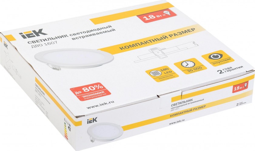 Потолочный светодиодный светильник IEK ДВО 1607 18Вт 4000K IP20 белый ультратонкий LDVO0-1607-1-18-K01 - изображение 2