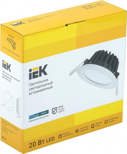 Потолочный светодиодный светильник IEK ДВО 1802 PRO 20Вт 4000K IP40 Круг белый LDVO0-1802-20-4000-K01 - изображение 2
