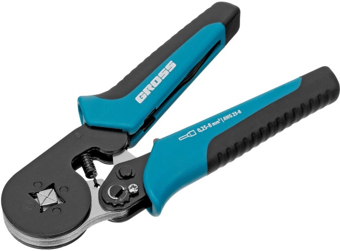 Пресс-клещи GROSS 17724 для обжима наконечников электропроводов 0,25-8 мм2