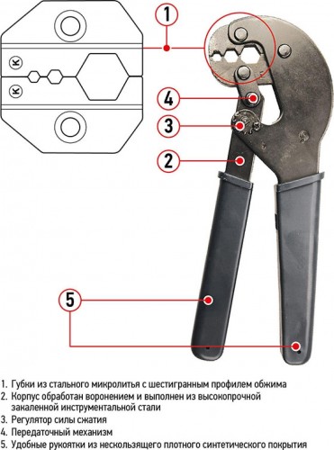 Пресс-клещи REXANT HT-106E для обжима F и BNC разъемов 12-3204 - изображение 2
