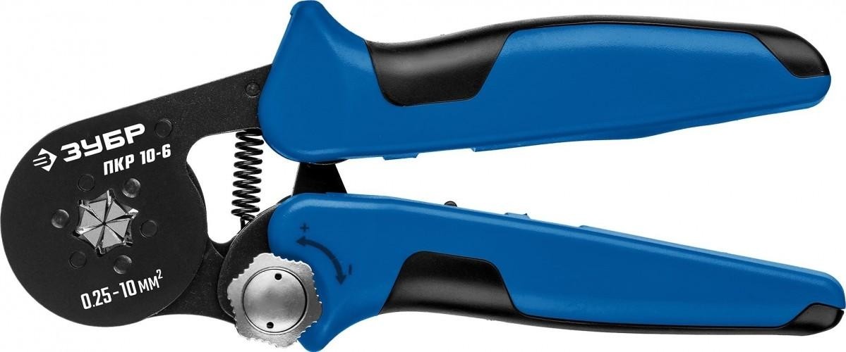 Пресс-клещи ЗУБР ПРОФЕССИОНАЛ пкр-10-6 для втулочных наконечников 0.25-10 мм.кв, 22678