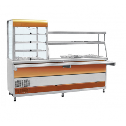 ПРИЛАВОК-витрина холодильный мармитный ПВХМ-70КМУ (мини) цвет "красное золото" (21000802011)