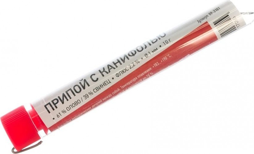 Припой c канифолью REXANT ПОС-61 d=1,0 мм 09-3101 09-3101 - изображение 2