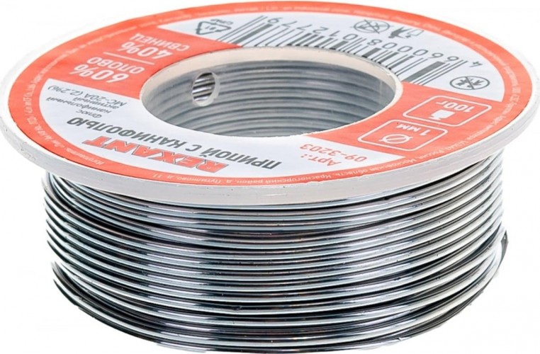 Припой c канифолью REXANT ПОС-61 d=1,0 мм 09-3203 09-3203